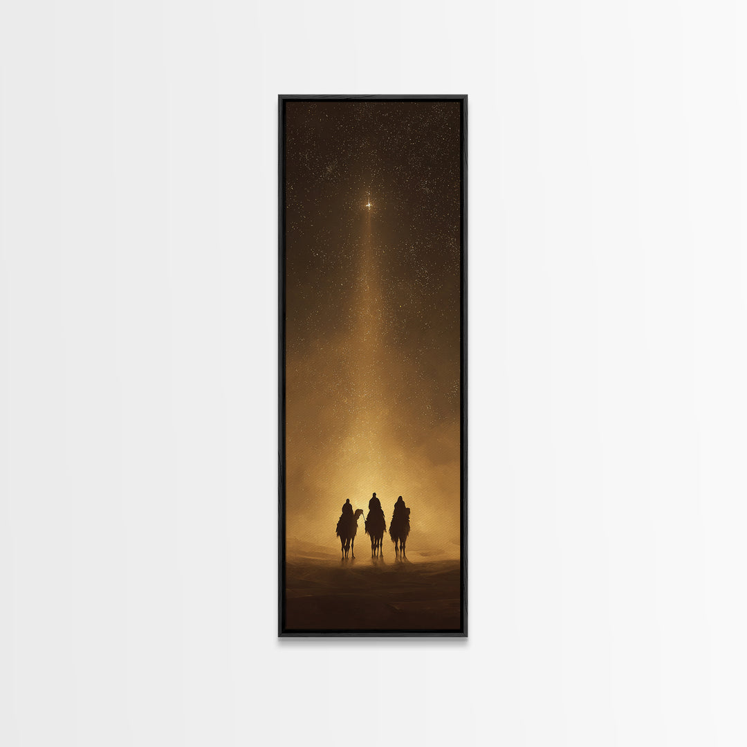 Sacred Offering Night – Framed Canvas Print – Christian Art Work – Tall Skinny Art Print – Christian Wall Art – Christmas Art