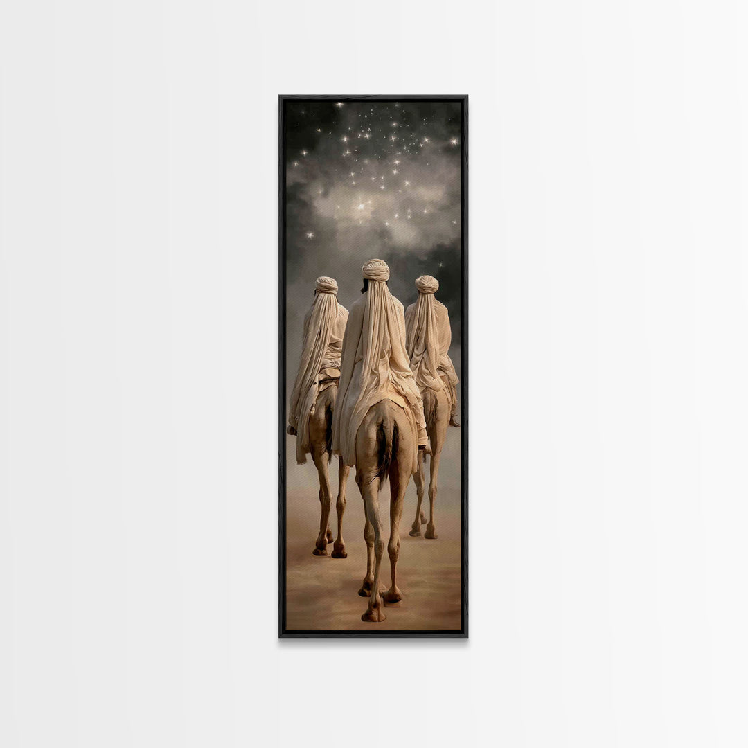 Night Sky Caravan – Framed Canvas Print – Christian Art Canvas – Tall Skinny Art Print – Christian Wall Art – Christmas Art