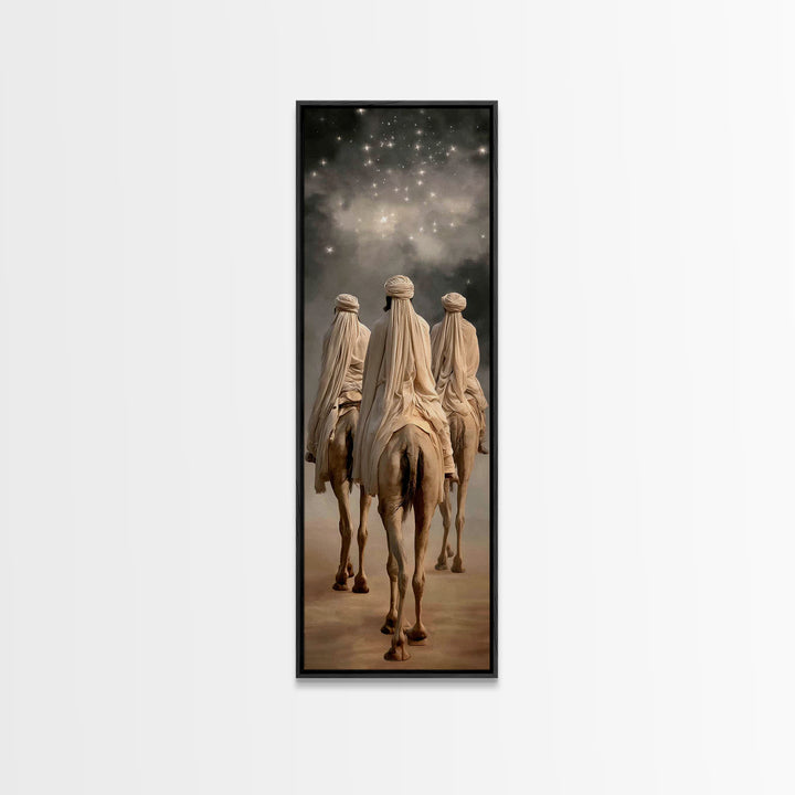 Night Sky Caravan – Framed Canvas Print – Christian Art Canvas – Tall Skinny Art Print – Christian Wall Art – Christmas Art