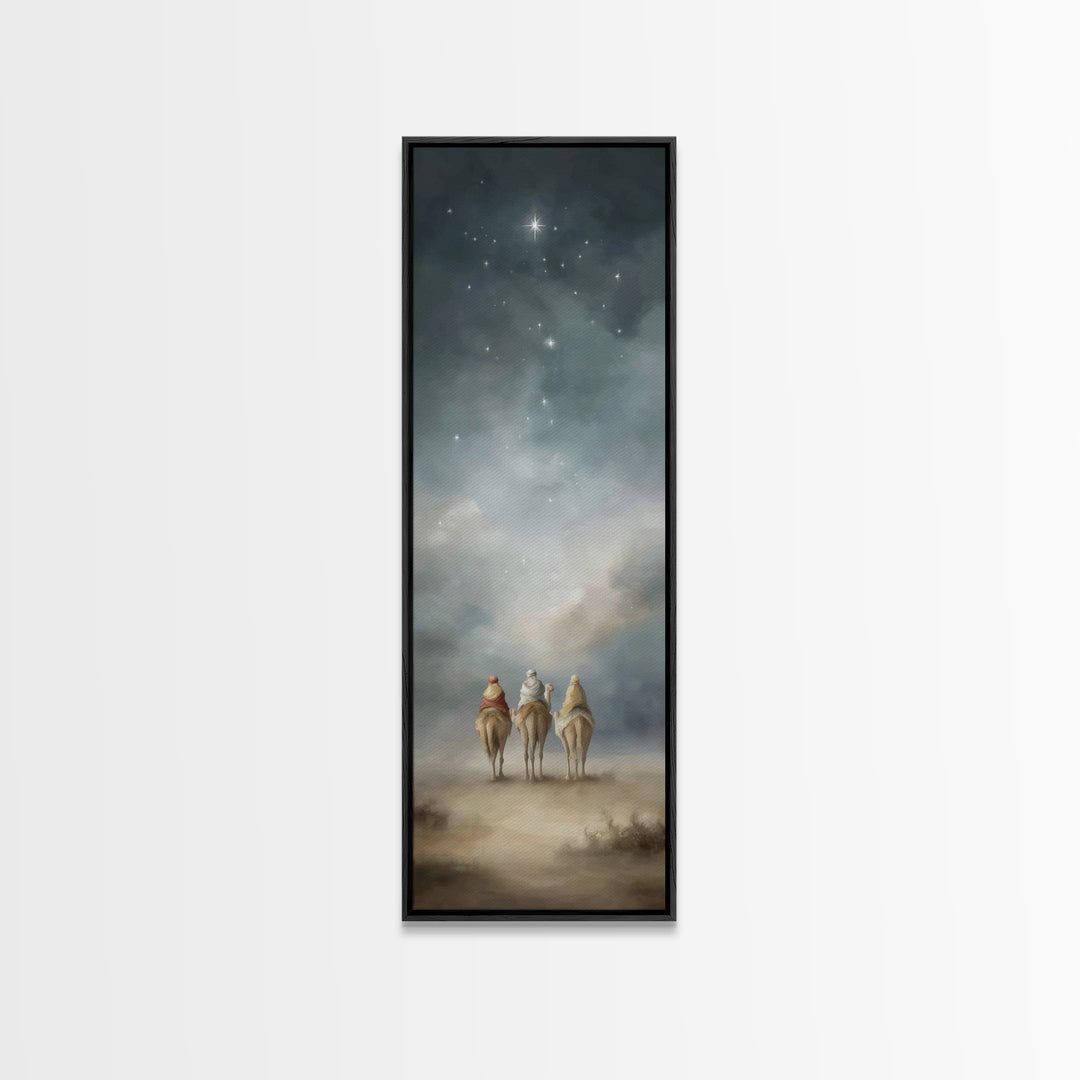 Desert Night Journey, Framed Canvas Print, Skinny Art, Christian Christmas Art, Christian Art Canvas, Large Christian Art, Modern Christian