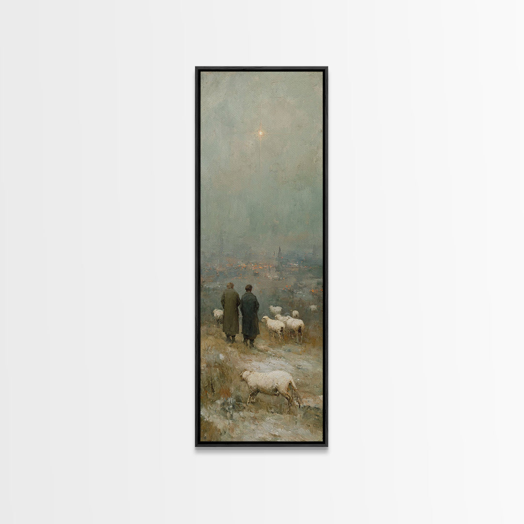 Star Of Bethlehem, Framed Canvas Print, Narrow Art, Christian Wall Art, Christian Art Print, Jesus Painting, Christmas Canvas Wall Art