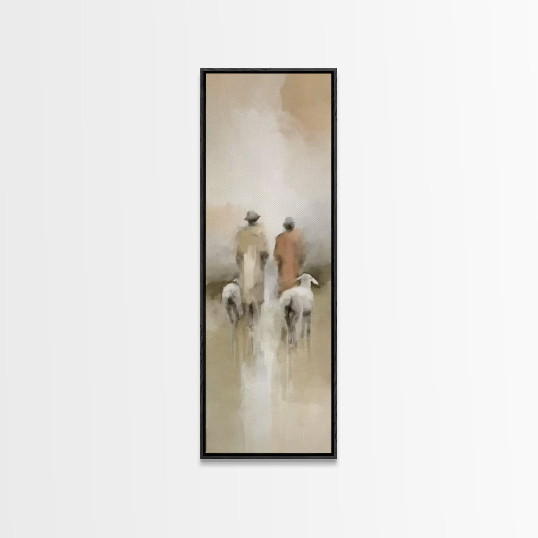 Night Of Promise, Framed Canvas Print, Tall Narrow Wall Art, Christian Christmas Art, Christian Art Work, Jesus Christmas Art, Subtle Chris