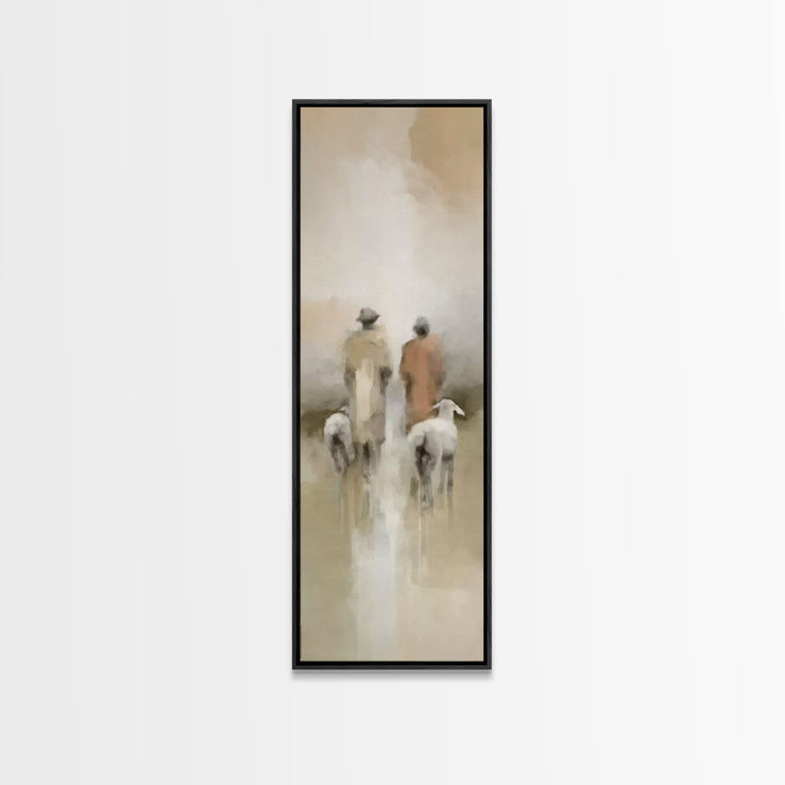 Night Of Promise, Framed Canvas Print, Tall Narrow Wall Art, Christian Christmas Art, Christian Art Work, Jesus Christmas Art, Subtle Chris