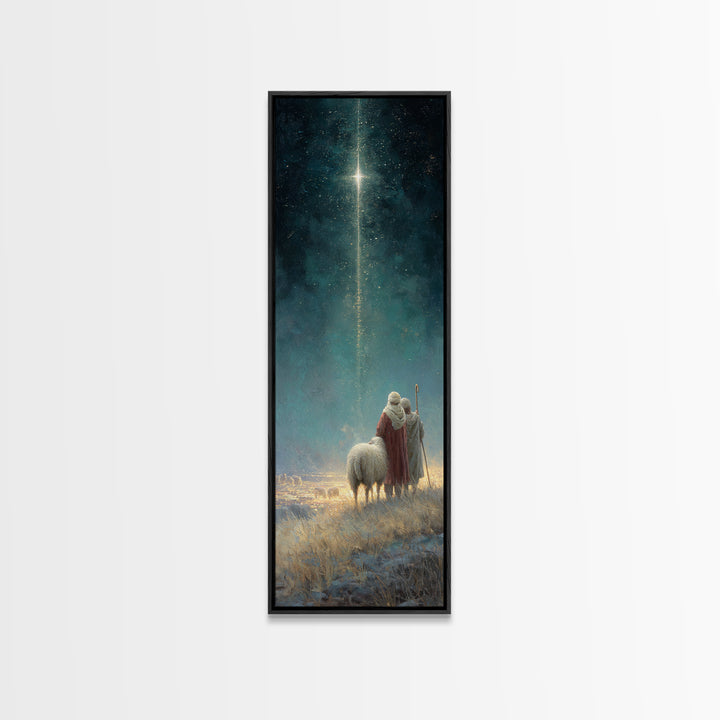 Heavenly Calling, Framed Canvas Print, Narrow Art, Christian Art, Christian Art Canvas, Christian Christmas Decorations, Moody Christmas Ar