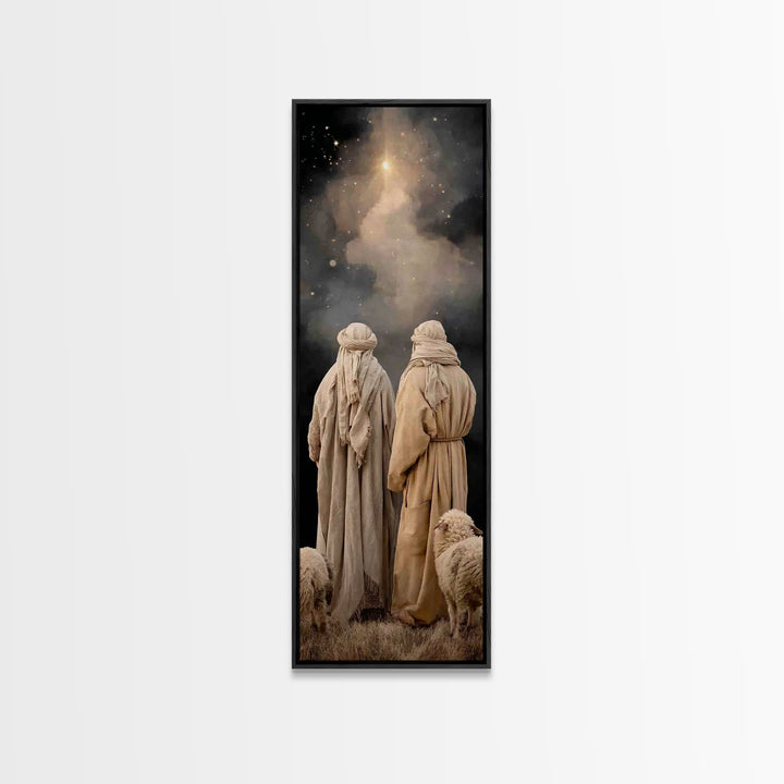 Divine Light Rise, Framed Canvas Print, Tall Narrow Wall Art, Christian Wall Art, Large Christian Painting, Christmas Art Prints, Christian