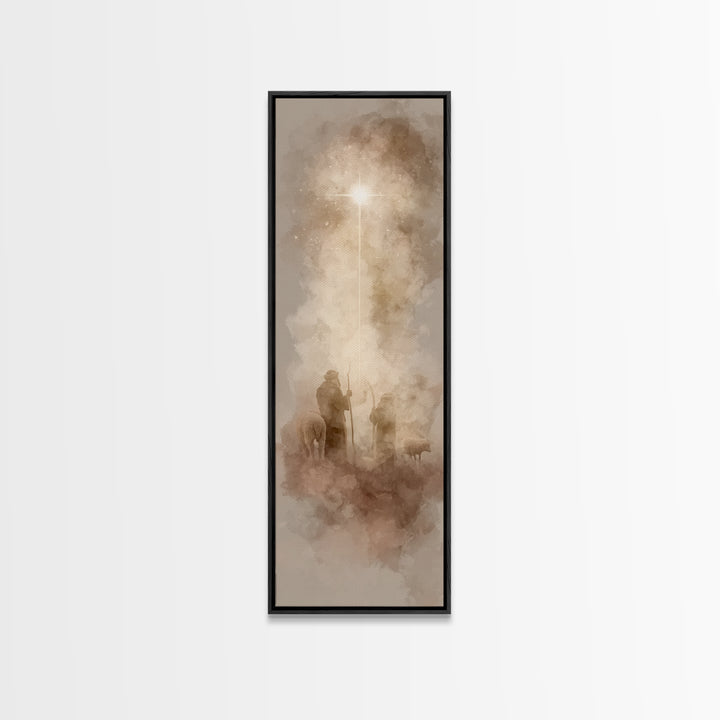 Holy Night Path, Framed Canvas Print, Skinny Art, Christian Art Canvas, Christian Gift Ideas, Christmas Canvas Wall Art, Minimalist Christi