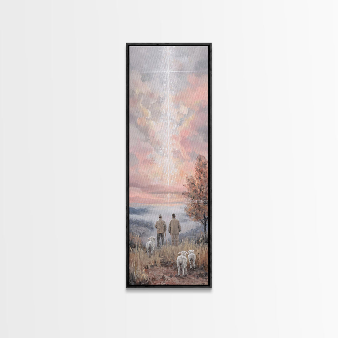 Eternal Dawn Star, Framed Canvas Print, Tall Skinny Art Print, Christian Christmas Art, Christian Art Print, Framed Christian Art, Vintage