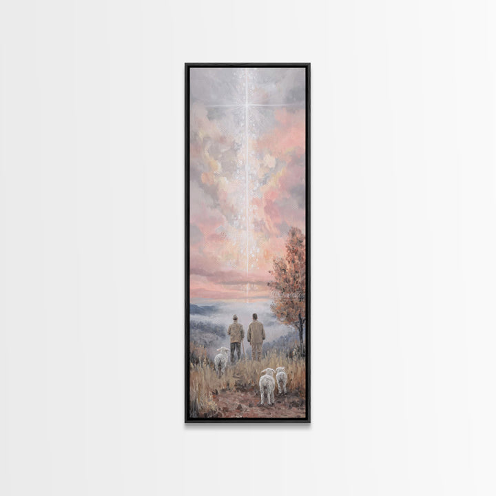 Eternal Dawn Star, Framed Canvas Print, Tall Skinny Art Print, Christian Christmas Art, Christian Art Print, Framed Christian Art, Vintage