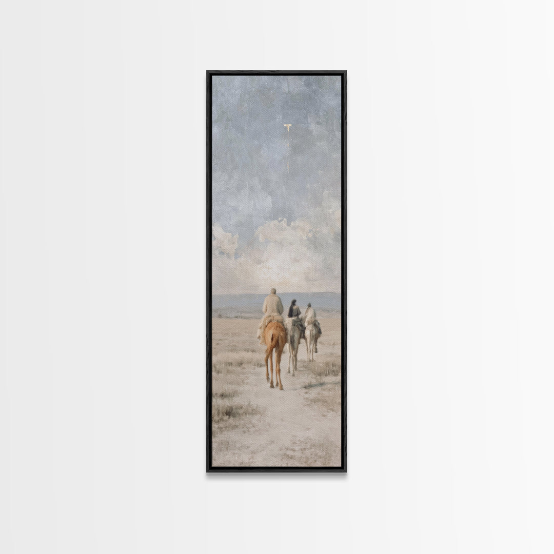 Guiding Star Journey – Framed Canvas Print – Christian Wall Art – Christmas Art – Tall Narrow Wall Art – Christian Decor – Christmas Wall A