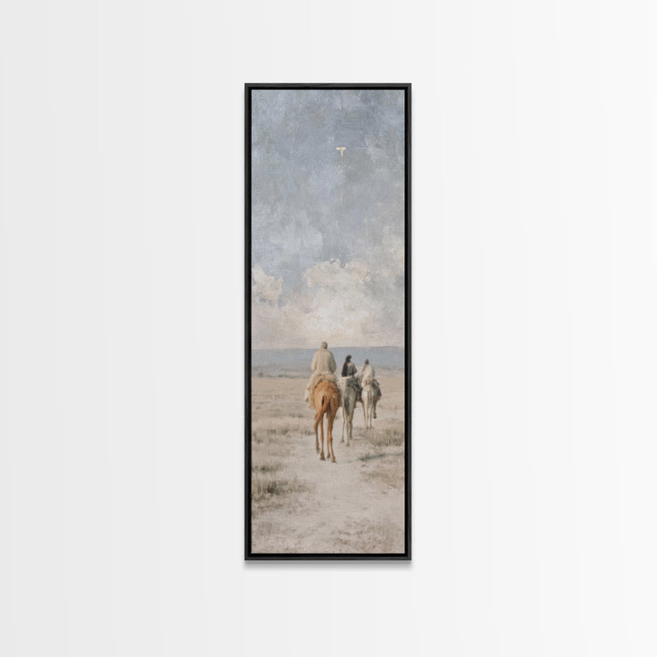 Guiding Star Journey – Framed Canvas Print – Christian Wall Art – Christmas Art – Tall Narrow Wall Art – Christian Decor – Christmas Wall A