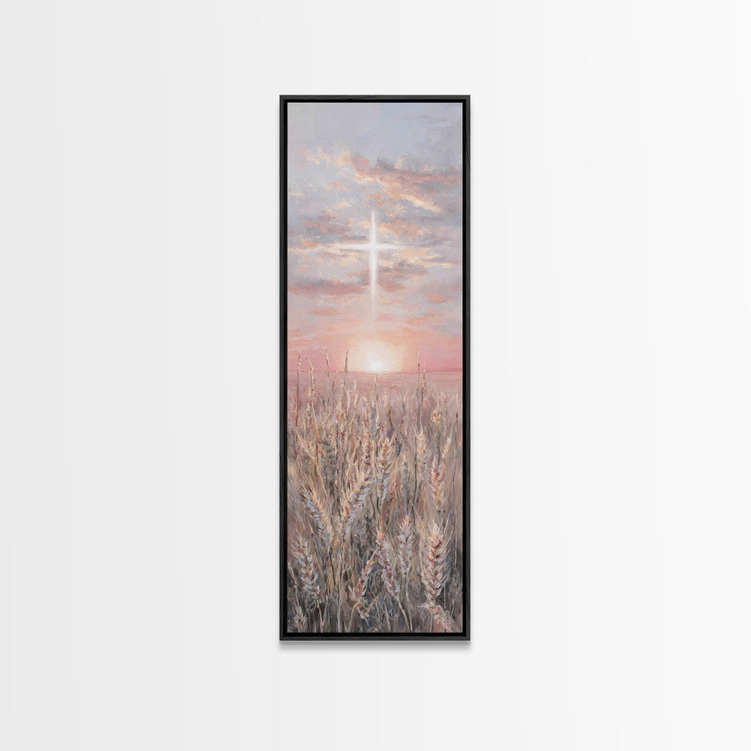 Sacred Supper Light – Framed Canvas Print – Christian Art Canvas – Christian Painting – Tall Skinny Art Print – Christian Wall Art – Vintag