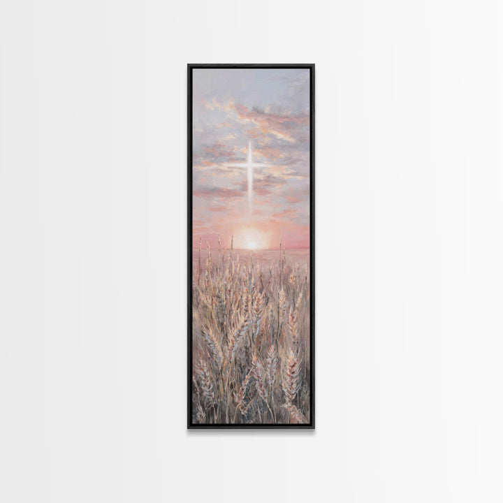 Sacred Supper Light – Framed Canvas Print – Christian Art Canvas – Christian Painting – Tall Skinny Art Print – Christian Wall Art – Vintag