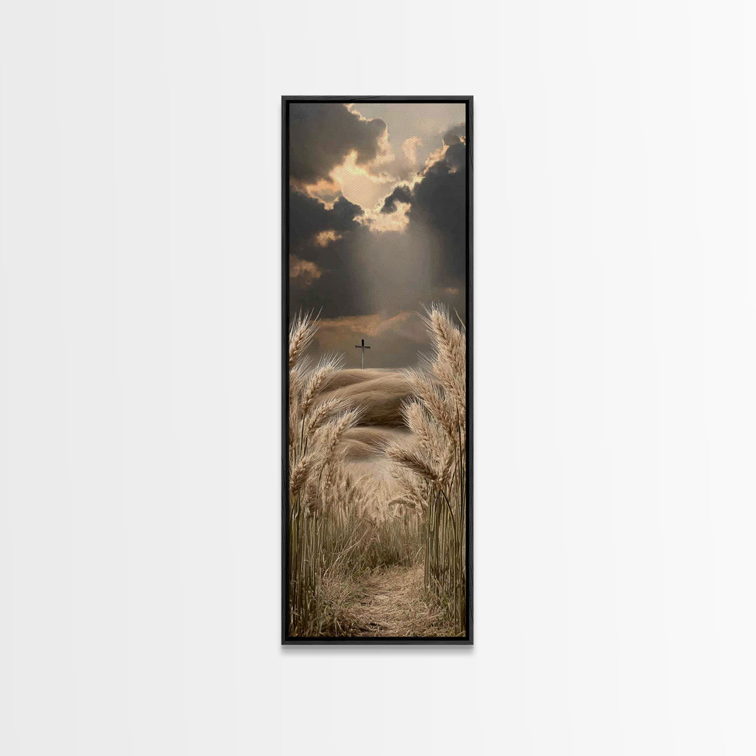 Harvest Of Faith – Framed Canvas Print – Christian Wall Art – Christian Art Print – Tall Narrow Wall Art – Christian Painting – Moody Chris