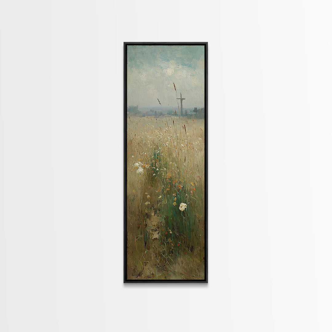 Heavenly Wheatlands – Framed Canvas Print – Christian Wall Art – Christian Art Canvas – Narrow Art – Christian Painting – Subtle Christian