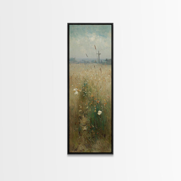 Heavenly Wheatlands – Framed Canvas Print – Christian Wall Art – Christian Art Canvas – Narrow Art – Christian Painting – Subtle Christian