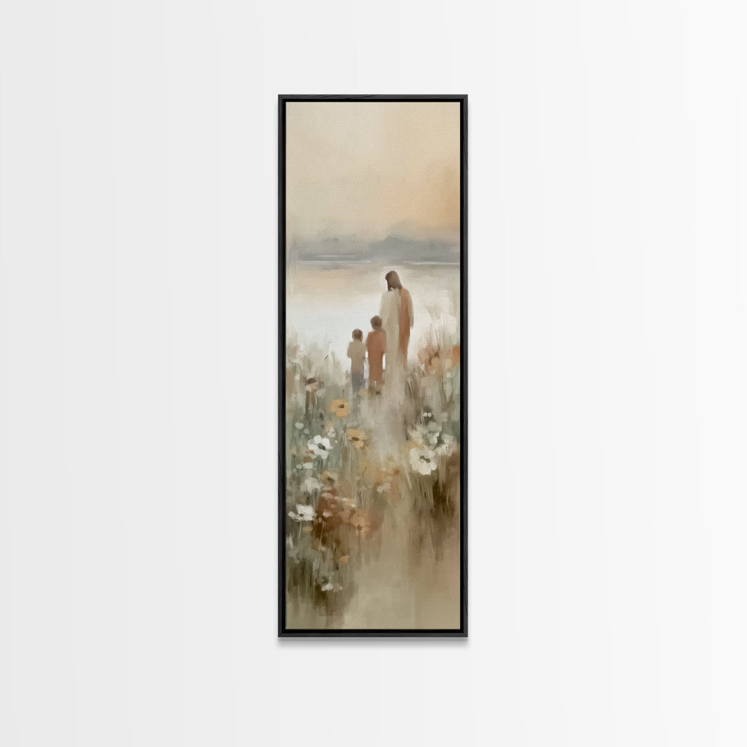 Fields Of Promise – Framed Canvas Print – Tall Narrow Wall Art – Christian Art Canvas – Jesus Painting – Christian Wall Art – Moody Christi