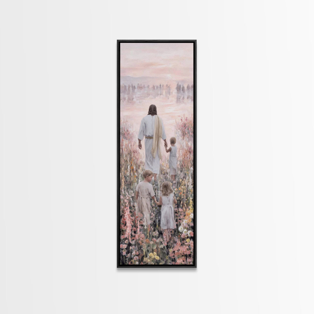 Morning Grace Bloom – Framed Canvas Print – Narrow Art – Christian Wall Art – Christian Art Print – Jesus Painting – Unique Christian Art –