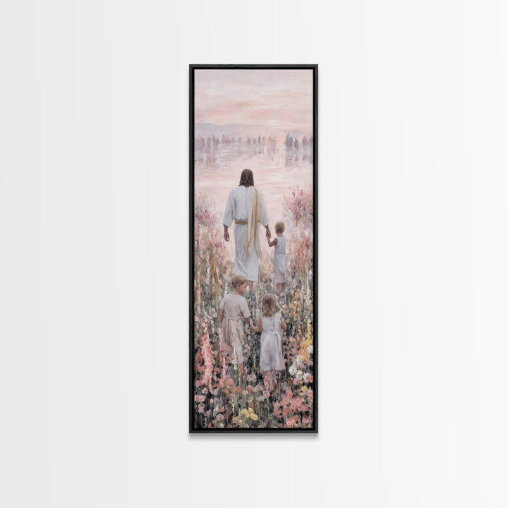 Morning Grace Bloom – Framed Canvas Print – Narrow Art – Christian Wall Art – Christian Art Print – Jesus Painting – Unique Christian Art –