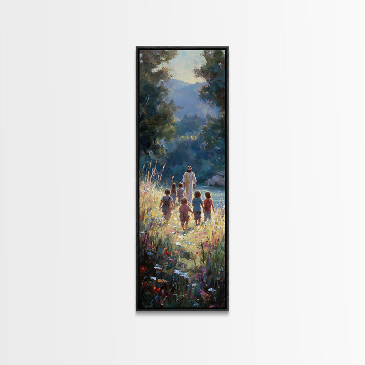 Valley Of Peace – Framed Canvas Print – Tall Skinny Art Print – Christian Art Canvas – Christian Wall Art – Jesus Painting – Modern Christi
