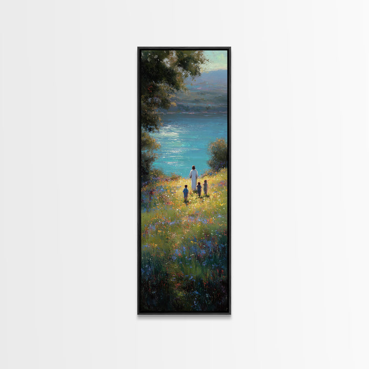 Quiet Shepherd Path – Framed Canvas Print – Tall Narrow Wall Art – Christian Art Print – Jesus Painting – Christian Wall Art – Minimalist C