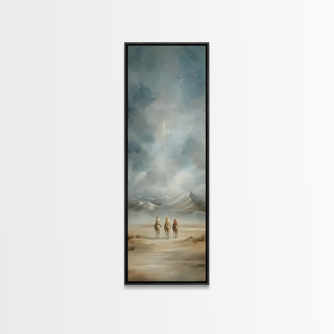 Starry Night Caravan – Framed Canvas Print – Tall Skinny Art Print – Christian Wall Art – Christmas Wall Art – Christian Decor – Christian