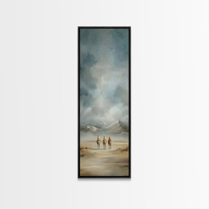 Starry Night Caravan – Framed Canvas Print – Tall Skinny Art Print – Christian Wall Art – Christmas Wall Art – Christian Decor – Christian