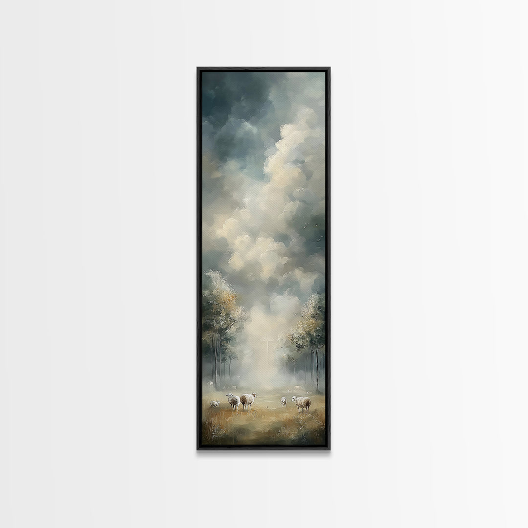 Crosslight Path – Framed Canvas Print – Narrow Art – Christian Art Canvas – Christian Wall Art – Modern Christian Art – Christmas Art – Chr