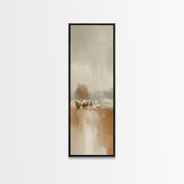 Soft Pasture Peace – Framed Canvas Print – Tall Skinny Art Print – Christian Wall Art – Christian Art Canvas – Moody Christian Art – Jesus