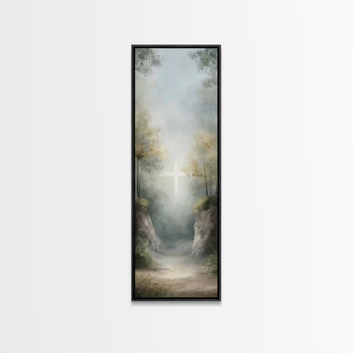 Heavenly Grove Light, Framed Canvas Print, Narrow Art, Christian Wall Art, Christian Art Canvas, Jesus Painting, Christmas Art, Christian C