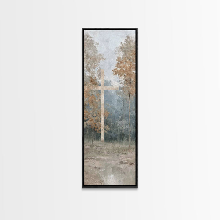 Cross Of Dawn | Framed Canvas Print | Tall Narrow Wall Art | Christian Art | Christian Canvas Art | Jesus Painting | Christmas Art | Christ
