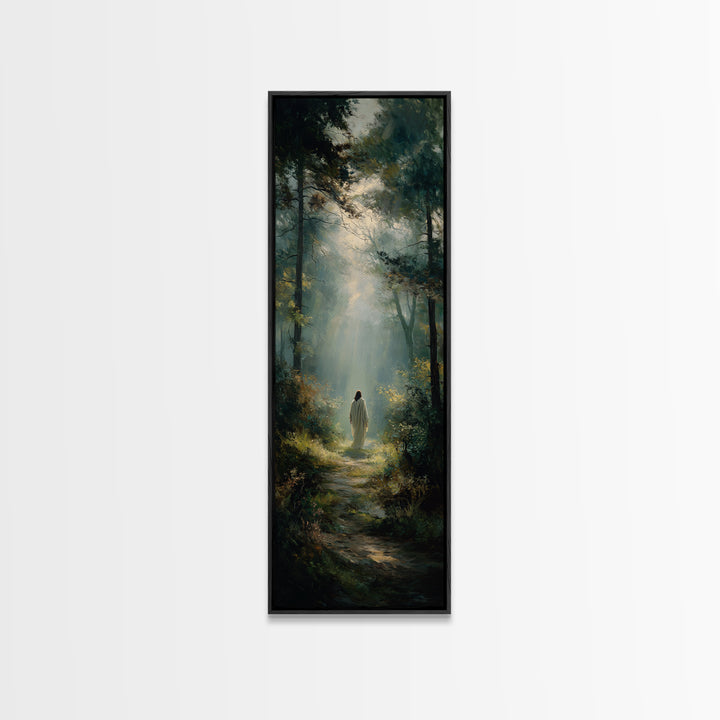 Sacred Journey Glow | Framed Canvas Print | Tall Skinny Art Print | Christian Art | Jesus Painting | Christian Canvas Art | Christmas Art |