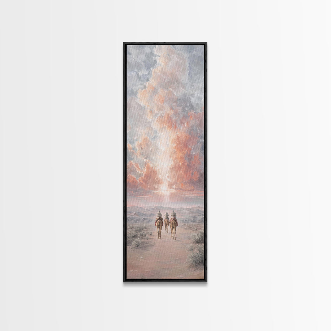 Radiant Dawn Journey – Framed Canvas Print – Christmas Wall Art – Christian Art – Tall Skinny Art Print – Christian Decor – Christian Chris
