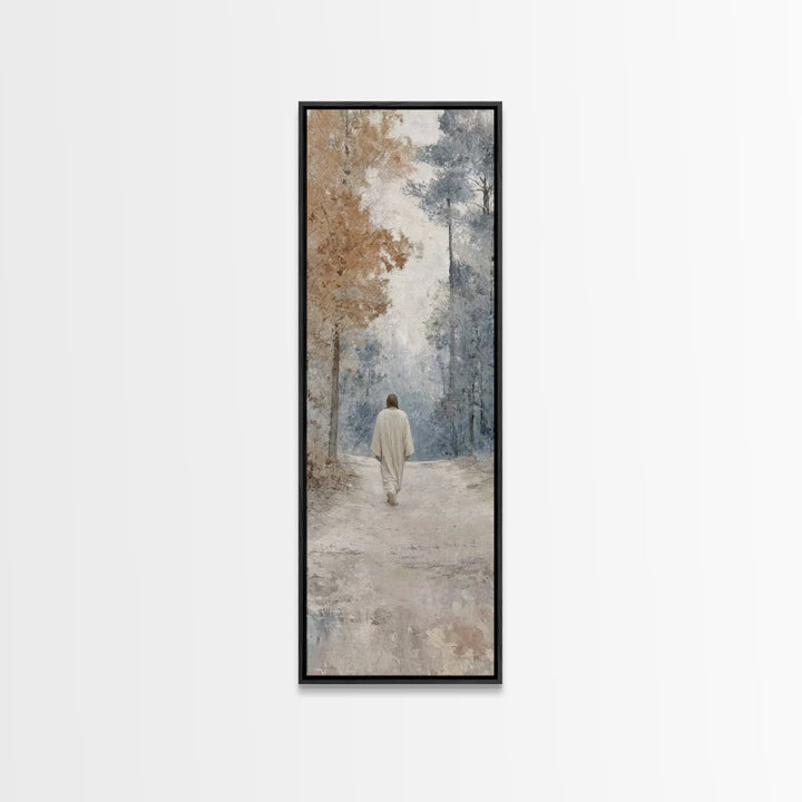 Silent Winter Grace | Framed Canvas Print | Christian Wall Art | Jesus Painting | Narrow Art | Vintage Christian Art | Christian Christmas