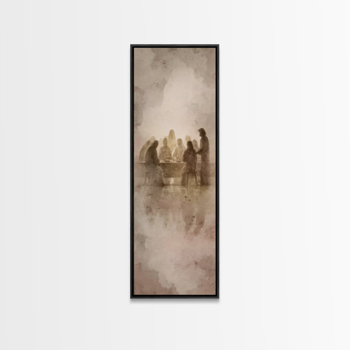 Gathered In Faith, Framed Canvas Print, Christian Art Canvas, Christian Painting, Skinny Art, Christian Wall Art, Christmas Art