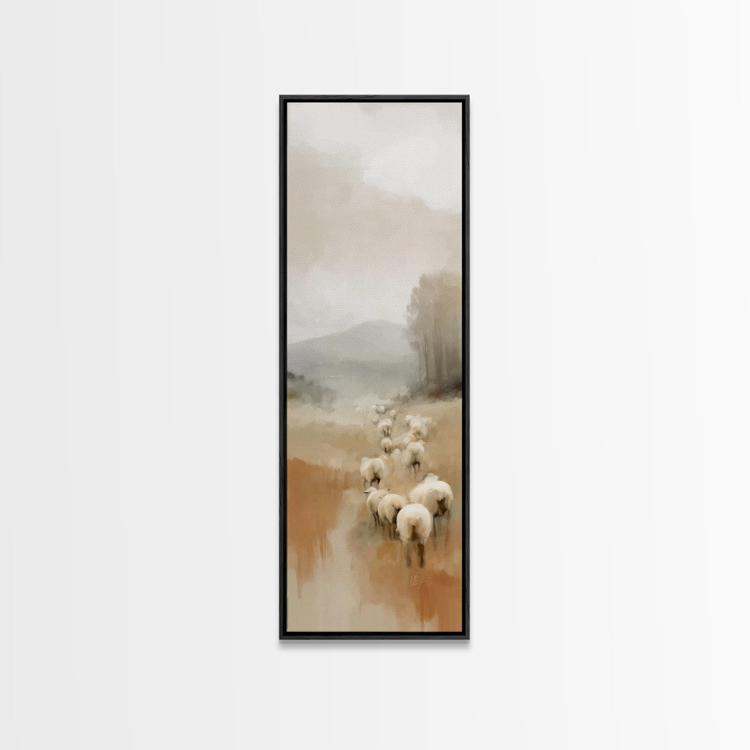Quiet Pasture Peace – Framed Canvas Print – Christian Wall Art – Christian Art Canvas – Pastoral Christian Art – Minimalist Christian Art –