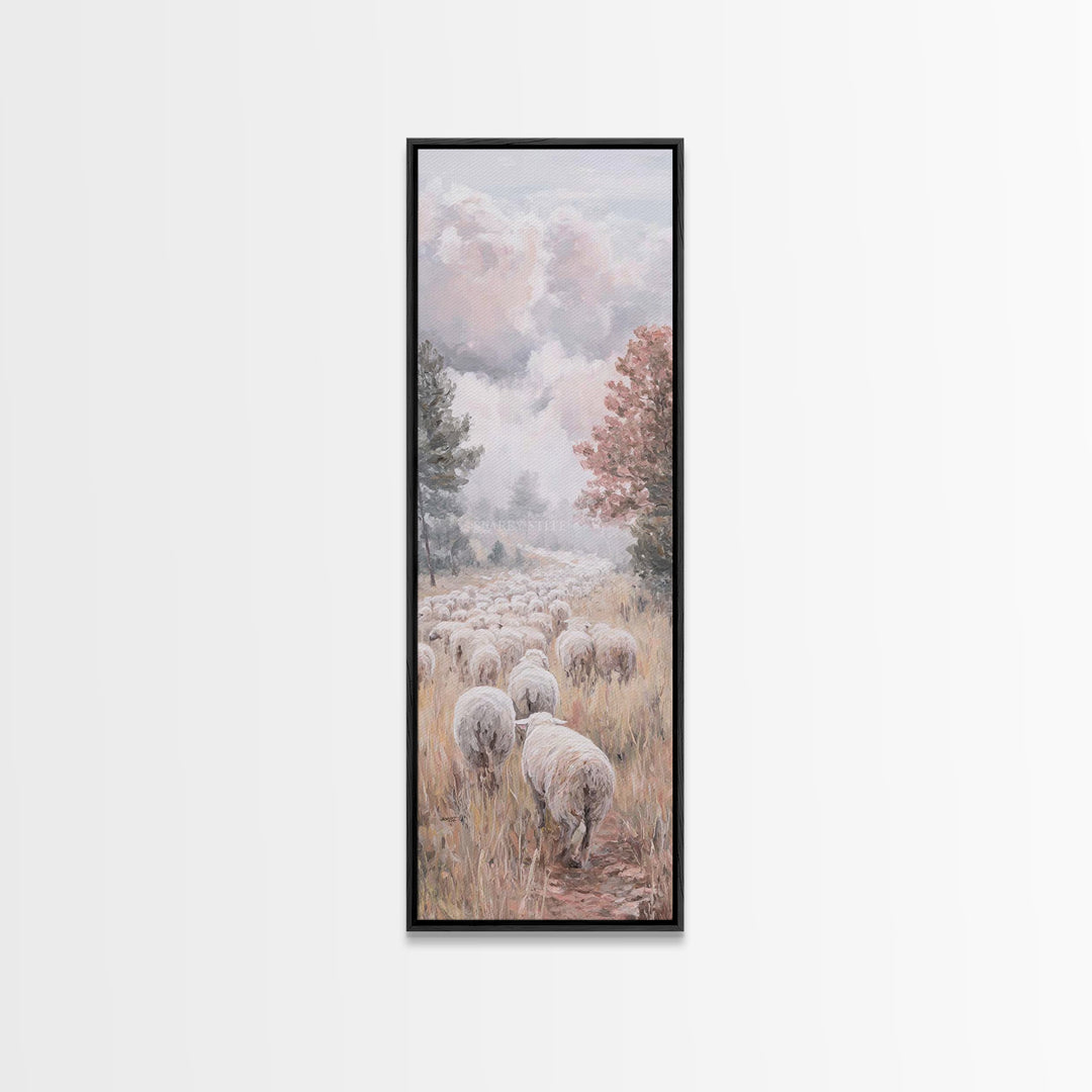 Heavenly Pasture Sky – Framed Canvas Print – Christian Art Canvas – Christian Wall Art – Moody Christian Art – Christmas Art – Pastoral Sce