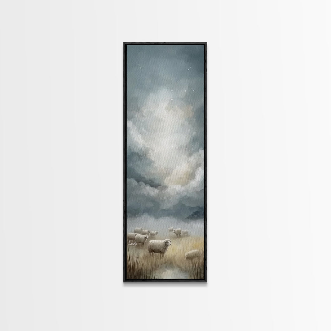 Shepherd’s Quiet Field – Framed Canvas Print – Christian Wall Art – Christian Art Canvas – Pastoral Christian Art – Vintage Christian Art –