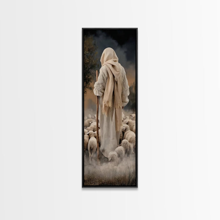 Guiding Shepherd Path – Framed Canvas Print – Narrow Art – Christian Art Canvas – Jesus Painting – Christian Wall Art – Christmas Art