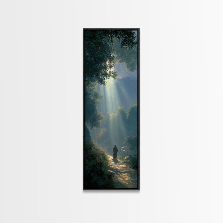 Sacred Woodland Path – Framed Canvas Print – Narrow Art – Christian Art Canvas – Christian Wall Art – Moody Christian Art – Christmas Art