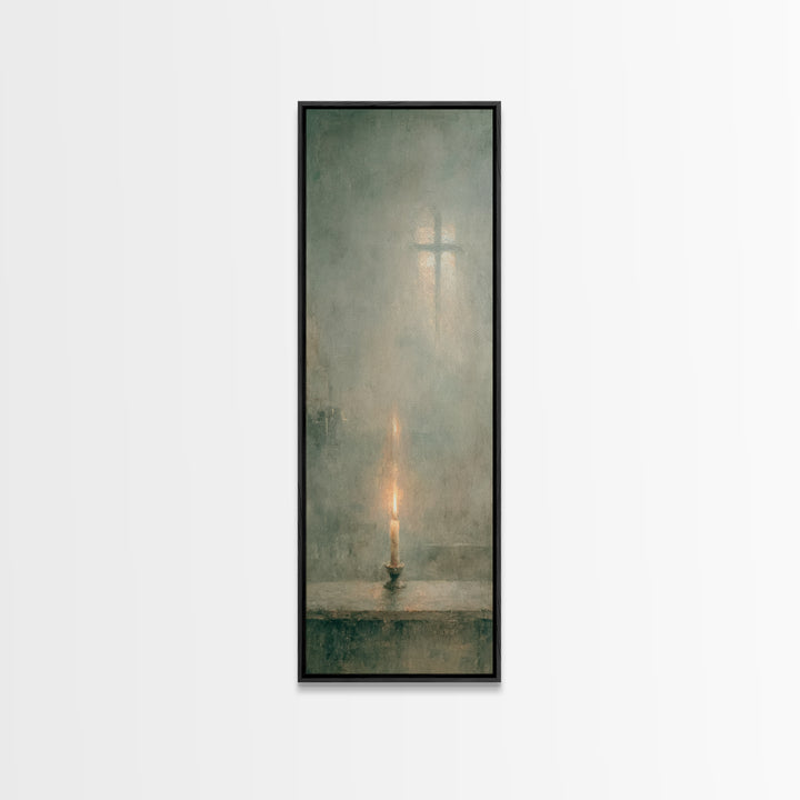 Blessed Pilgrimage Glow – Framed Canvas Print – Christian Wall Art – Narrow Art – Christian Art Canvas – Christmas Wall Art – Christian Chr