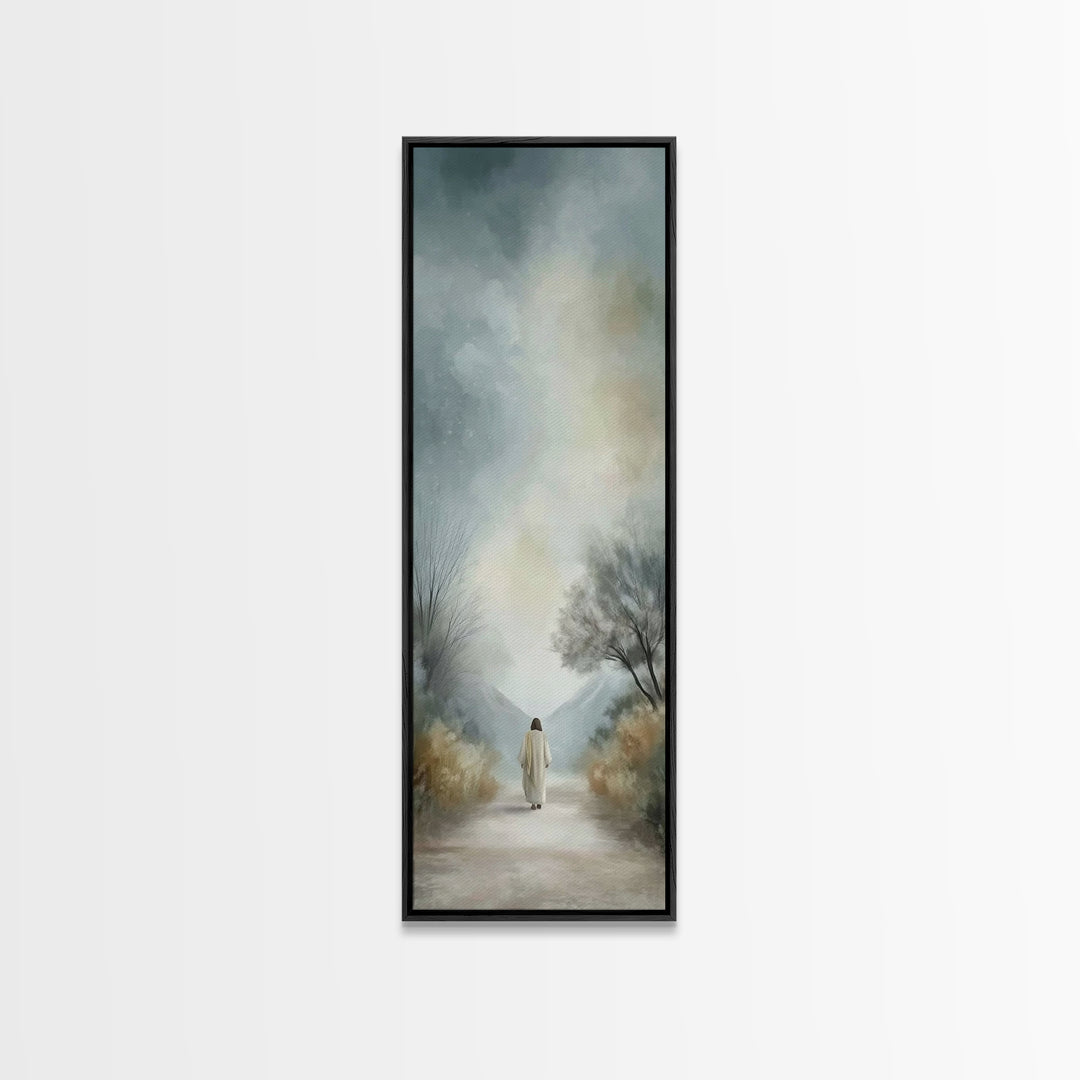 Path Of Peace – Framed Canvas Print – Tall Narrow Wall Art – Christian Wall Art – Jesus Painting – Christian Art Canvas – Christmas Art