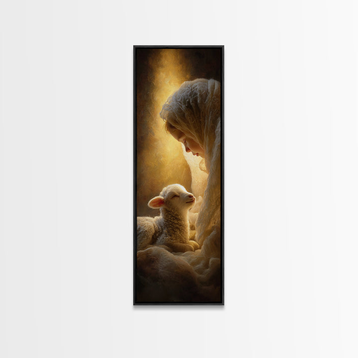 Radiant Mercy | Framed Canvas Print | Skinny Art | Christian Wall Art | Christian Christmas Art | Jesus Painting | Christian Art Gift