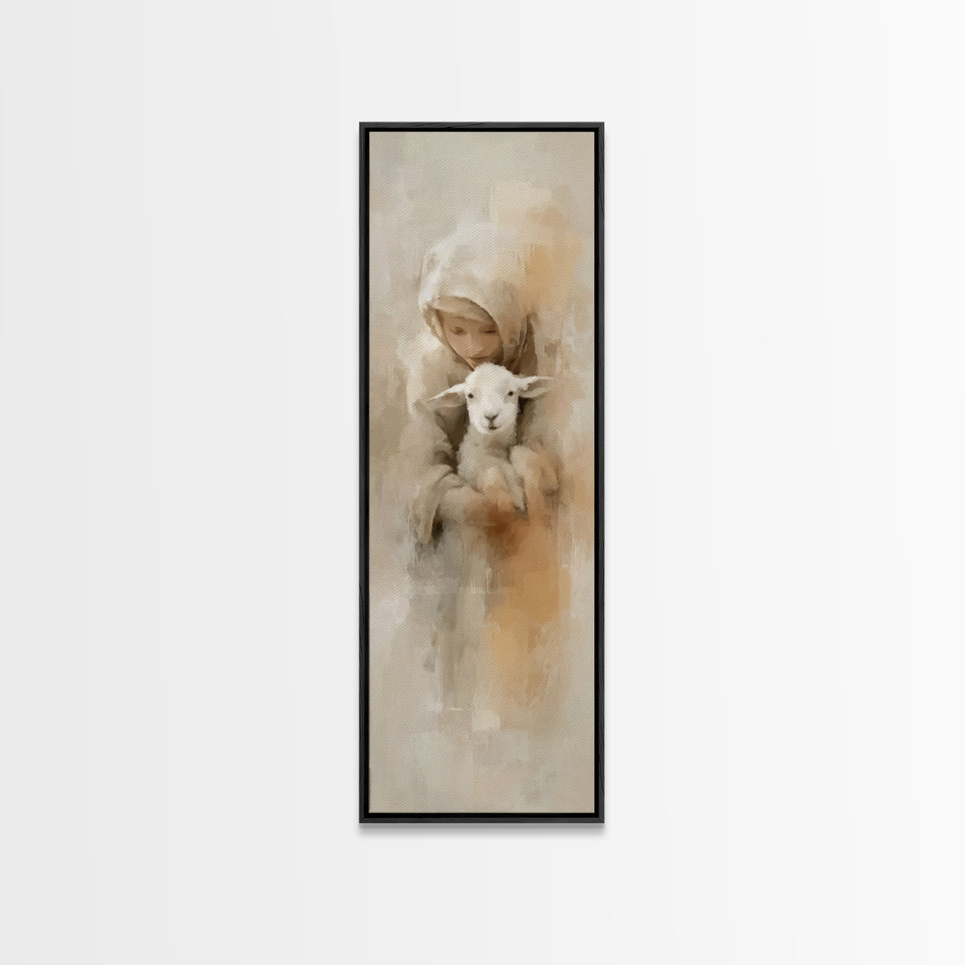 Warm Refuge – Framed Canvas Print – Skinny Art – Christian Wall Art – Jesus Painting – Christmas Art – Christian Art Canvas