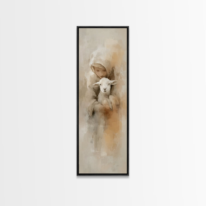 Warm Refuge – Framed Canvas Print – Skinny Art – Christian Wall Art – Jesus Painting – Christmas Art – Christian Art Canvas