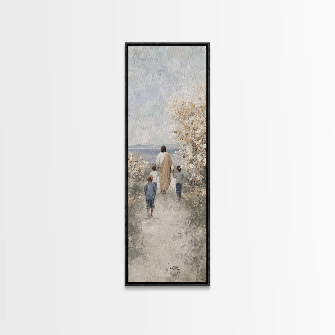 Spring Path Blessing – Framed Canvas Print – Tall Narrow Wall Art – Christian Wall Art – Jesus Painting – Christian Art Canvas – Christian