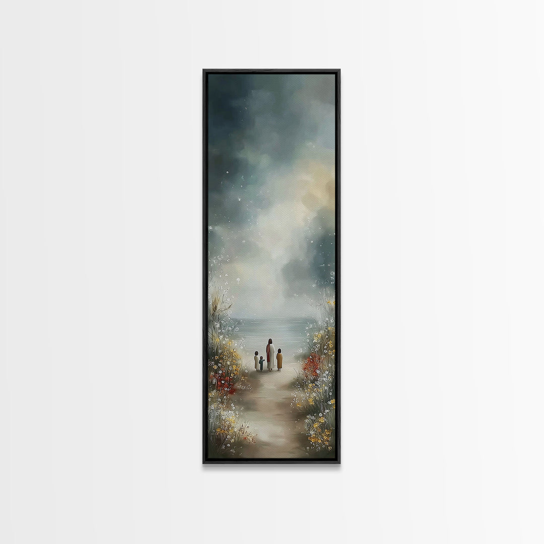 Blooming Path Hope, Framed Canvas Print, Skinny Art, Christian Art Canvas, Jesus Painting, Christian Wall Art, Christian Gift
