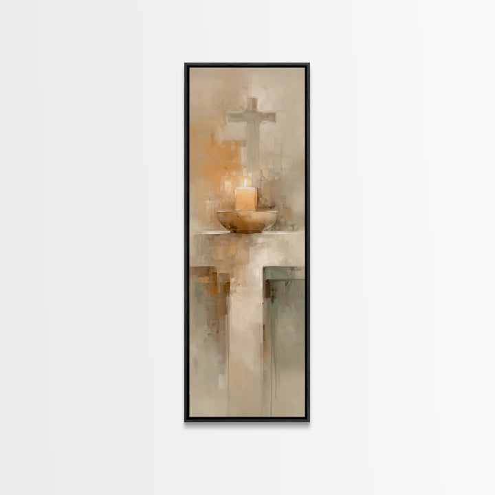 Candlelit Savior Hope – Framed Canvas Print – Christian Wall Art – Tall Narrow Wall Art – Christian Art – Christmas Art – Christian Art Can
