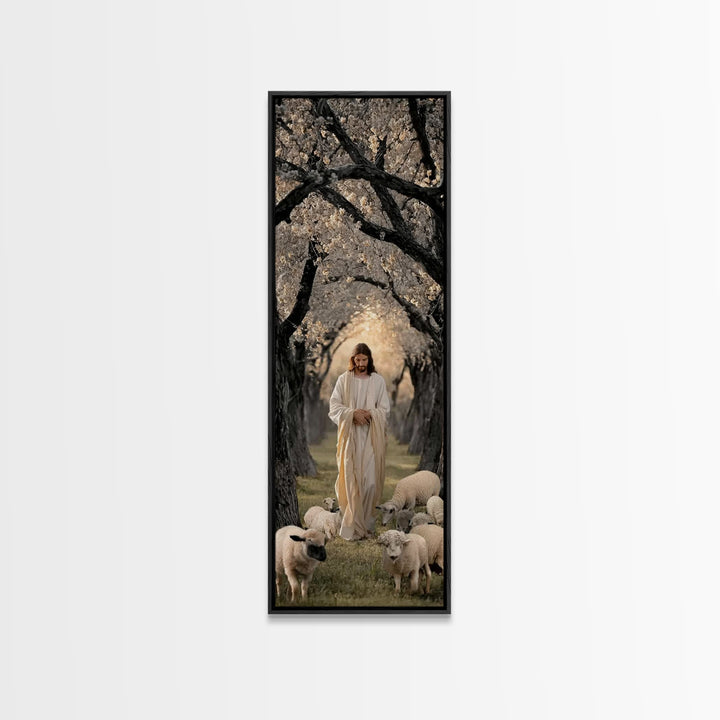 Garden Of Peace – Framed Canvas Print – Christian Art Canvas – Jesus Painting – Tall Narrow Wall Art – Christian Wall Art – Christmas Art