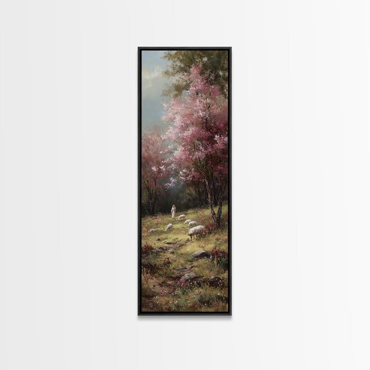Fields Of Blessing – Framed Canvas Print – Christian Wall Art – Narrow Art – Christian Art Canvas – Jesus Painting – Christmas Art