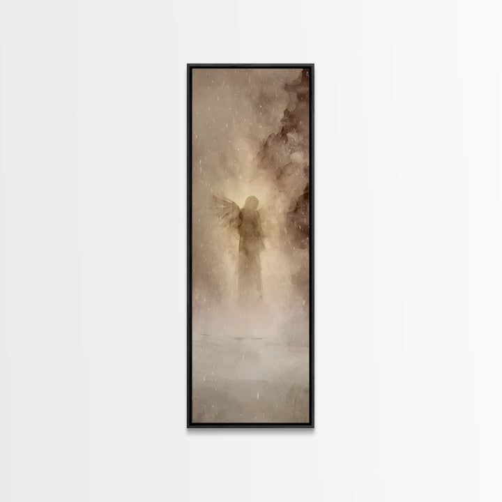 Angel Of Stillness – Framed Canvas Print – Christian Wall Art – Minimalist Christian Art – Tall Skinny Art Print – Christian Art Canvas